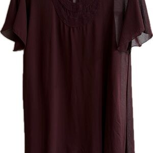 Sophie Max Burgundy Flutter Sleeve Tunic